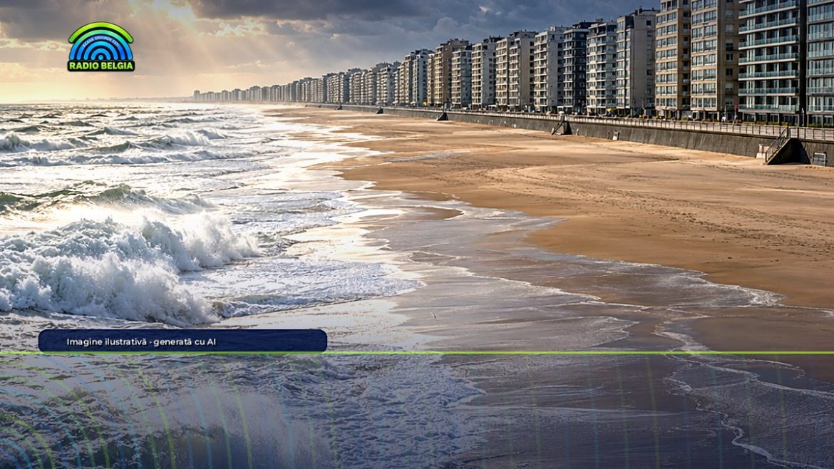 Litoral belgian pe furtună, imagine ilustrativă generată cu AI