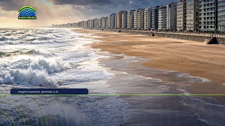 Litoral belgian pe furtună, imagine ilustrativă generată cu AI