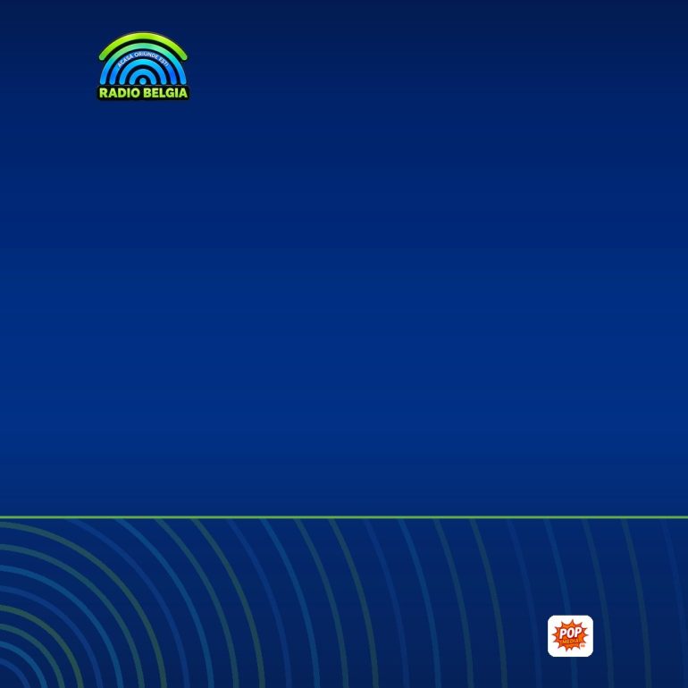 Fundal grafic albastru-închis cu sigla Radio Belgia și sigla PopMedia, imagine Radio Belgia pentru știrea despre accidentul feroviar de lângă Urda, Spania