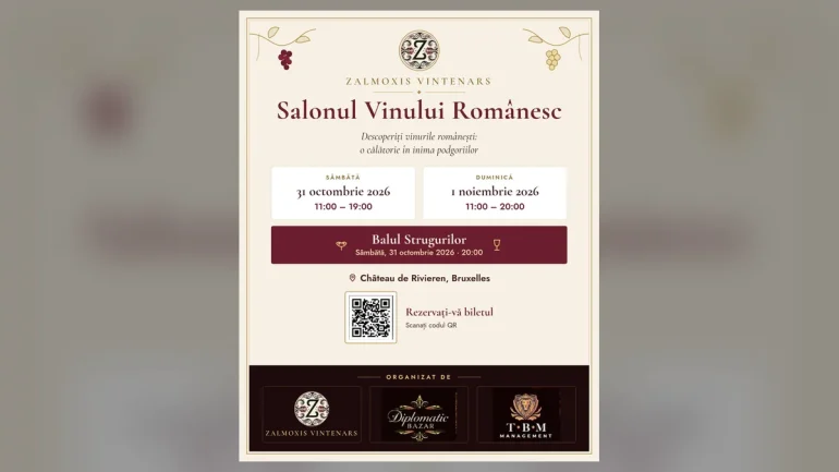 Afiș Salonul Vinului Românesc și Balul Strugurilor, 31 octombrie – 1 noiembrie 2026, Château de Rivieren, Bruxelles