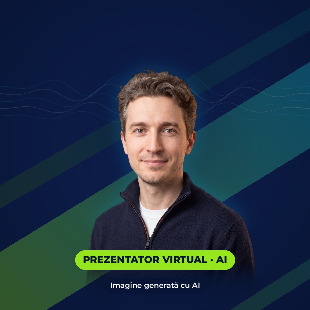 Toma Pop, prezentator virtual Radio Belgia. Imagine generată cu AI.